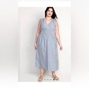 Blue Striped Sleeveless Dress by Old Navy size 3X fit and flare.